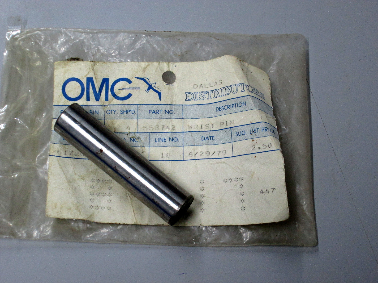 Johnson Evinrude OMC 553742 Vintage Piston Rod Wrist Pin 25 35 hp New