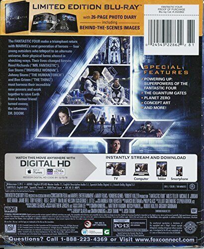 Fantastic 4 (Blu-ray, Digital, HD, 2015) Limited Edition mit 26-seitigem Fototagebuch - Bild 2 von 4