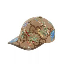 💎 GUCCI HAT JUMBO CANVAS GG BASEBALL WITH FLORAL EMBROIDERY. 7018453HAJM2584