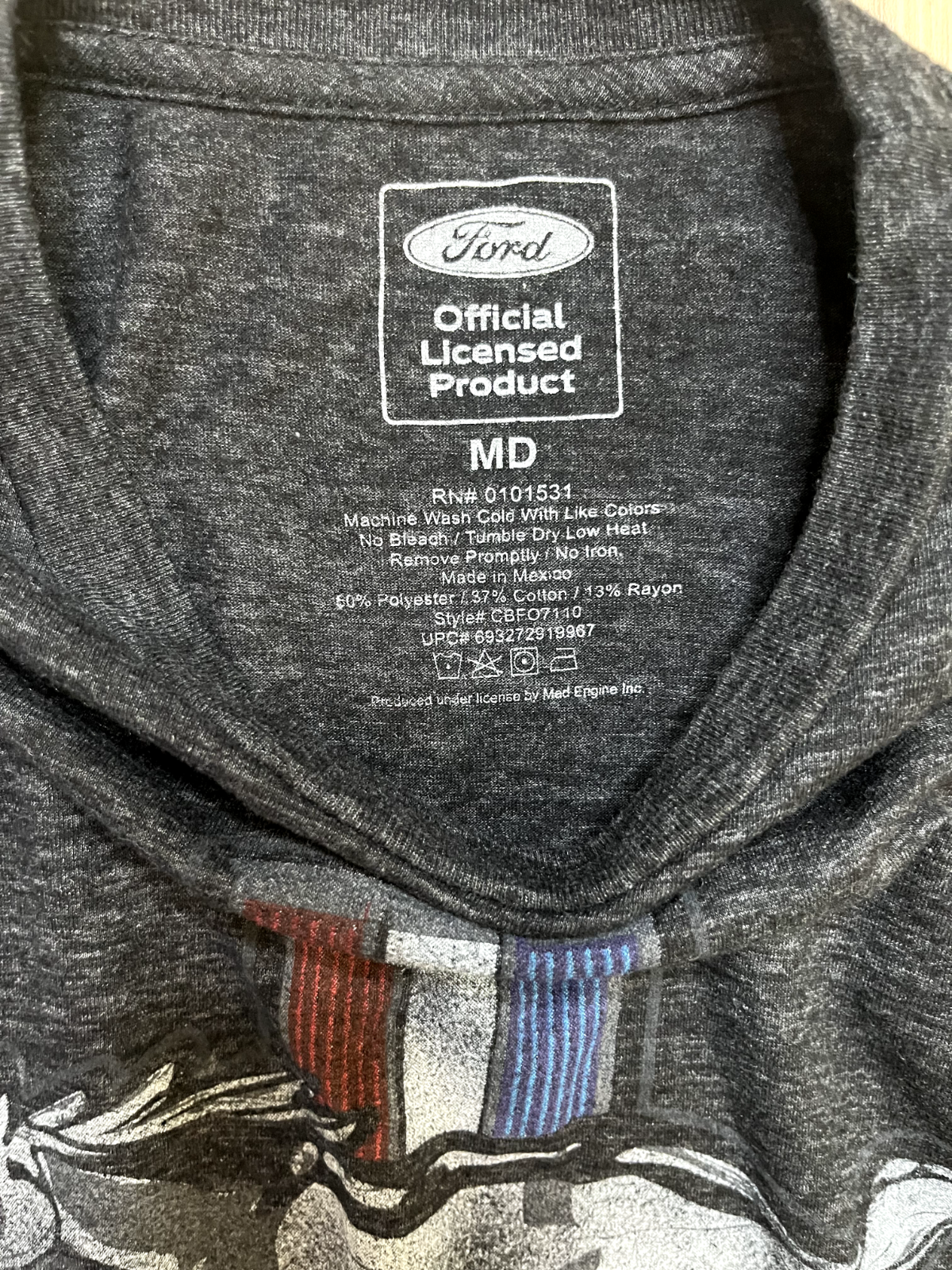 PONY T shirt Ford prodotto ufficiale con licenza Ford Mustang grigio antracite Medium