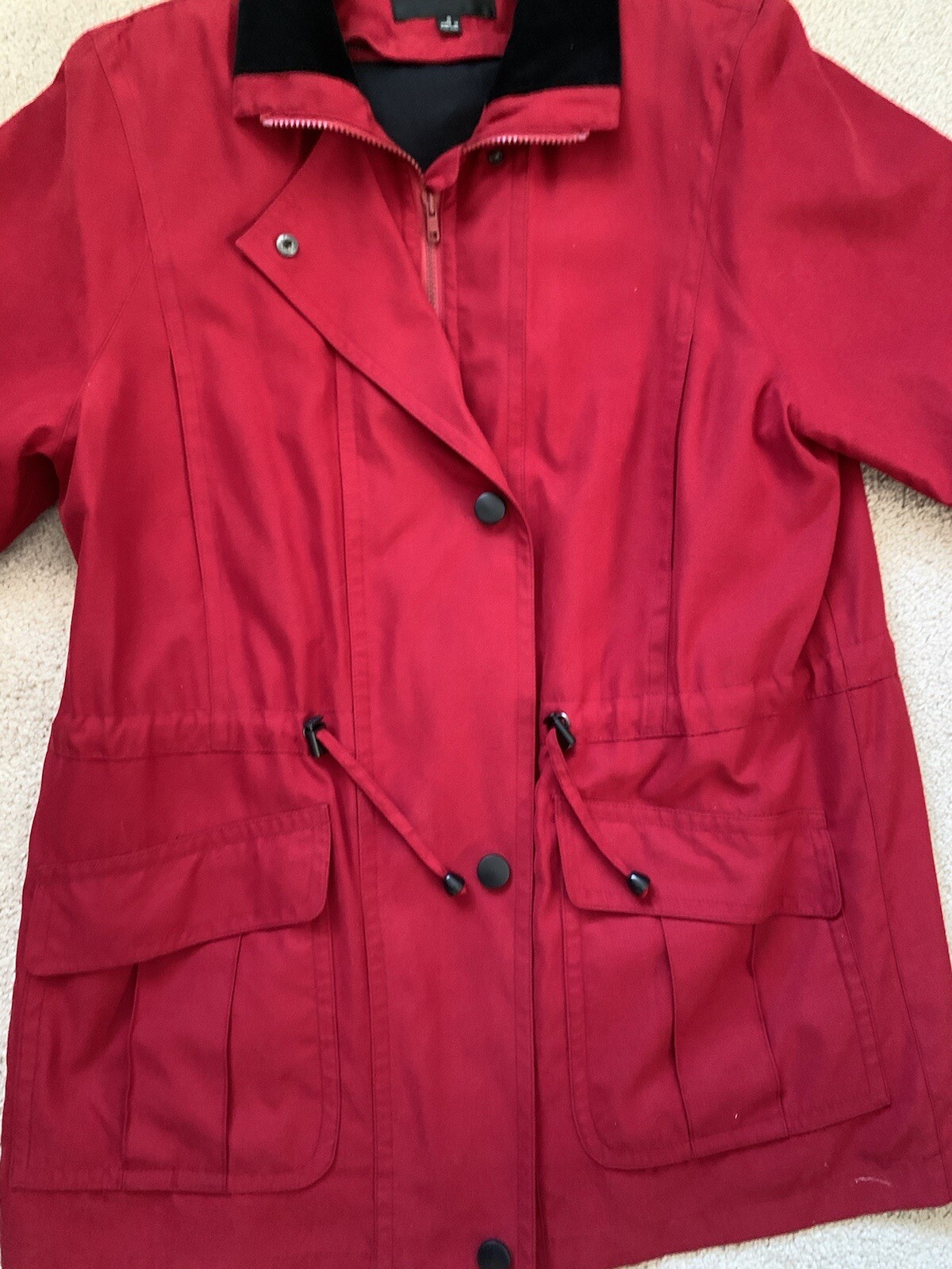 Gallery Maroon/Red Collared Jacket Coat with remo… - image 3