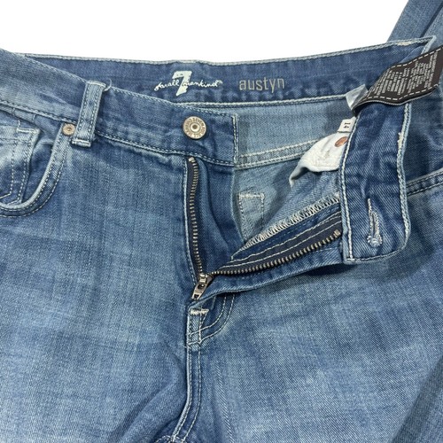 7 For All Mankind Austyn Jeans Boys 14 Straight Leg Denim Great Condition Blue - Picture 3 of 7