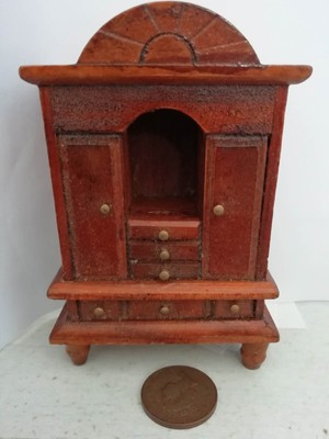 Vintage Puppenstube Massivholz Schrank (Schubladen nicht öffnend) (Maßstab 1:12)