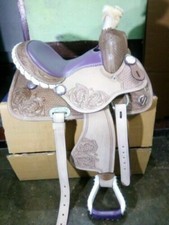 New Western Leather Barrel Racing Horse Tack Saddle All Size Available.