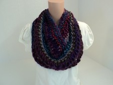 Handcrafted Wrap Cowl Teal Magenta Drop Stitch Acrylic Wool Mix Female Adult