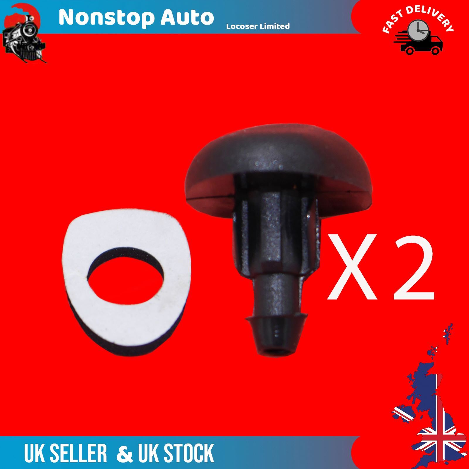 2X Front Windscreen Washer Nozzle Jet Spray Fits Peugeot 308 Mk1 3008