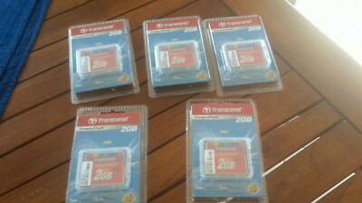 lot 5 BRAND NEW  Case Transcend  2 GB 133x CF Compact Flash Camera Memory Card.