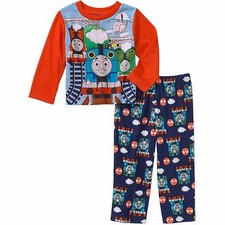 Thomas The Train 2 PC Long Sleeve Shirt Fleece Pants Pajama Set Boy Size 3T