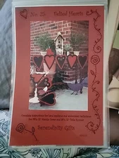 Felted Hearts Table Runner Mantle Cover PATTERN New 35x12" Folk Art Craft Sew