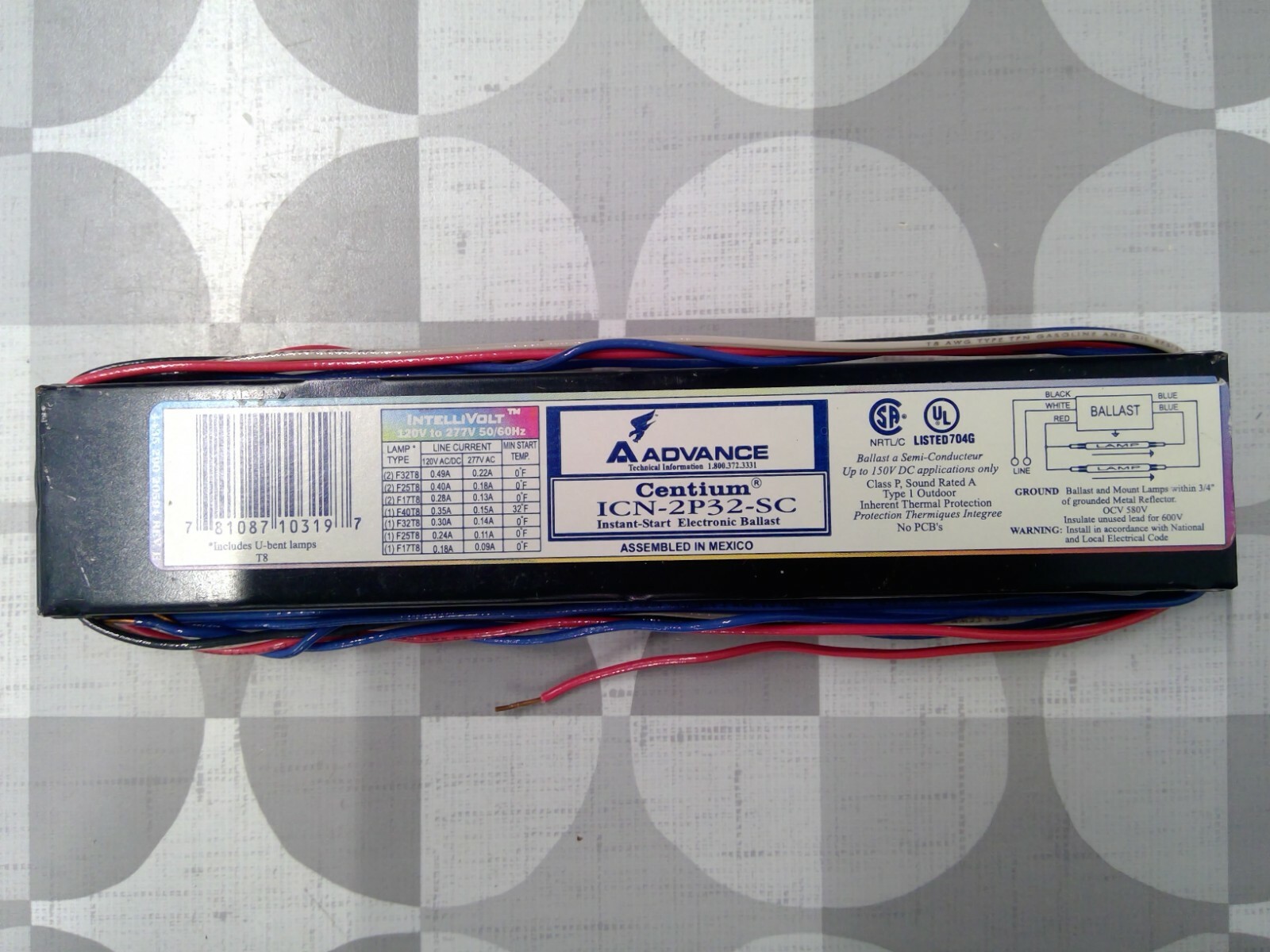 Advance ICN2P32SC 2 T8 InstantStart Electronic Ballast **Free