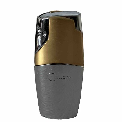 Colibri Rio QTR 6900 Lighter  Chrome and Brushed Gold Tone Wind Proof Patented