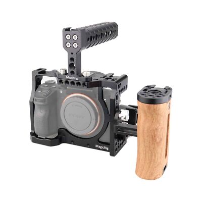 MAGICRIG A7RIII Camera Cage Kit with Top Handle Grip Wooden Side Handle HDMI ...