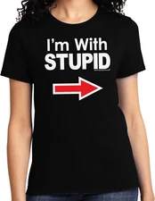 Buy Cool Shirts Ladies I'm With Stupid T-shirt White Print Tee