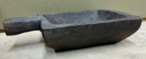 vintage Wooden Dough Bowl? Primitive Wood w/ Handle Tray 16" Hand Carved rustic