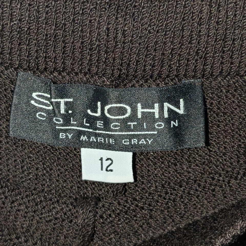 St. John Collection Santana Knit High Rise Wide Leg Pant Brown Size 12 - Image 3 of 4