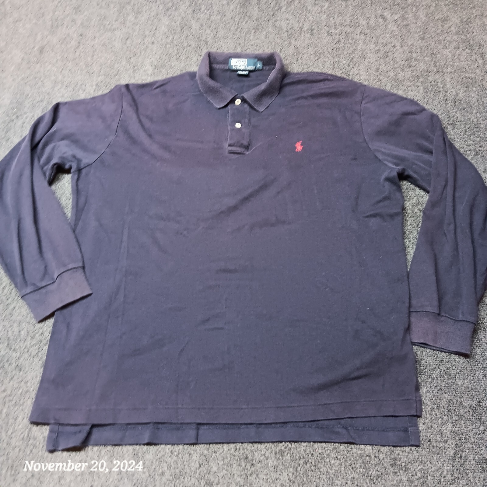 Polo by Ralph Lauren camicia uomo grande blu manica lunga pony golfista golf
