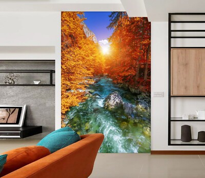 Tapette Murale 3D Forêt D'automne - Autocollant Mural Auto-adhésif Amovible H7798