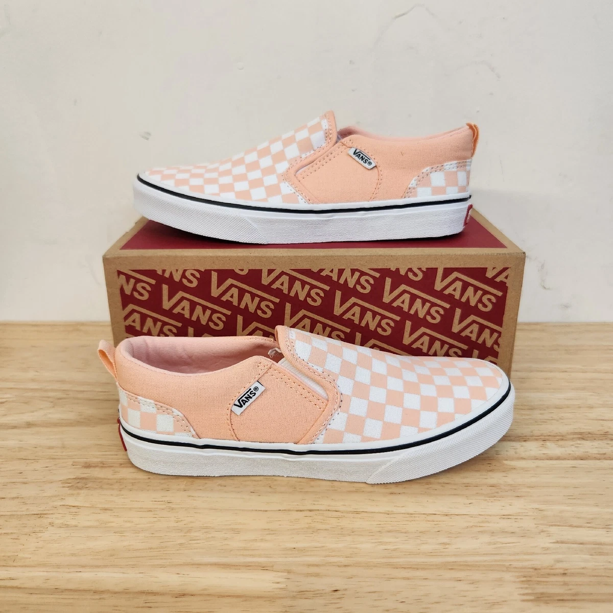 Vans Asher Checkerboard Tropical Peach Youth Size 4