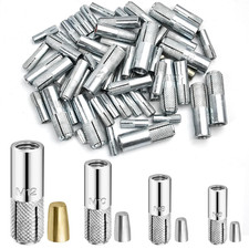60 Pcs 1/4" 5/16" 3/8" 1/2" Concrete Anchors, Zinc-Plated Carbon Steel Drop in A