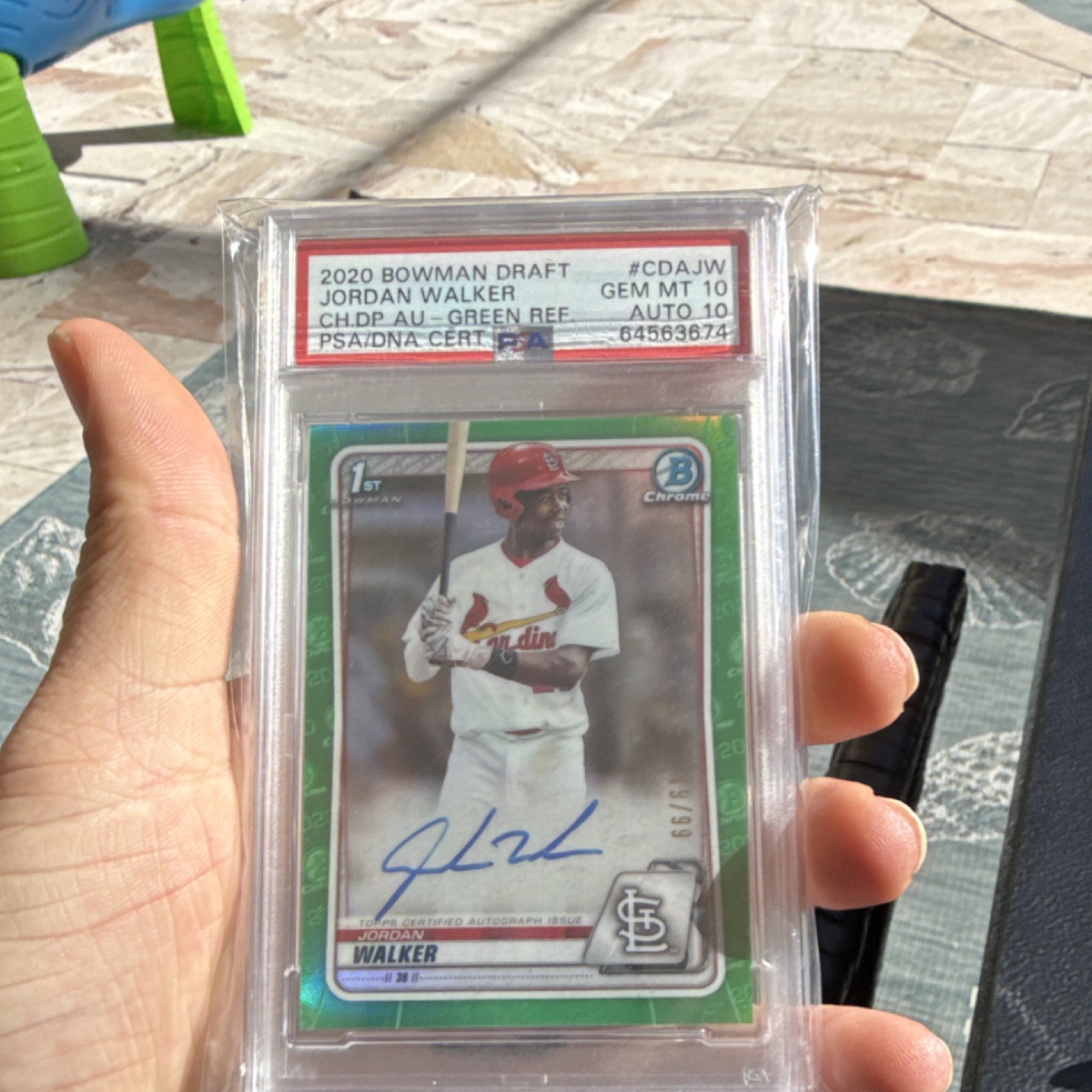 2020 Bowman Draft Chrome Autograph Jordan Walker Green Refractor /99 PSA 10