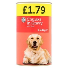 Euro Shopper Chunks in Beef Gravy Dog Food 6 x 1.24kg FAST AND FREE DELIVERY 2.28 per kilo