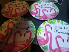 Time to Flamingle outdoor living plates, new w/tags, 16 available @ $ 3.50 each