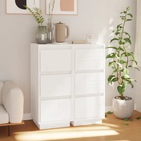 Sideboard 2Er Set Aus Kiefer Massivholz In Weiß 32X34X75 Cm