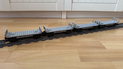 4 MOC City Eisenbahn Transportwaggon Anhänger grau  60336/ 60052 /60198