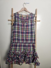 Ralph Lauren Denim Supply Multicolour Plaid Print Sleeveless Dress Size M