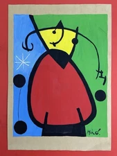 Joan Miro (Handmade) Drawing mixed media on paper signed & stamped
