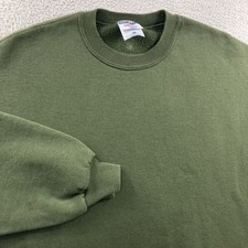 Vintage Jerzees Sport Sweatshirt Men Large Olive Green Crewneck Blank Made USA