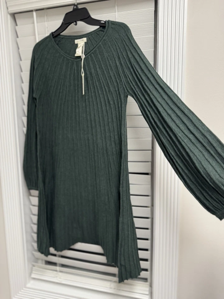 NWT Max Studio Green Rib Long Sleeve Sweater Mini Dress Tunic Size M - Image 4 of 4