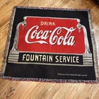 Vintage Coca-Cola Fountain Service Woven Throw Blanket Tapestry Fringe 52x46