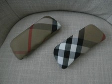 2 NEW BURBERRY NOVA TAN PLAID EYEGLASS CASES- CLAM SHELL CLOSE cleaning cloths