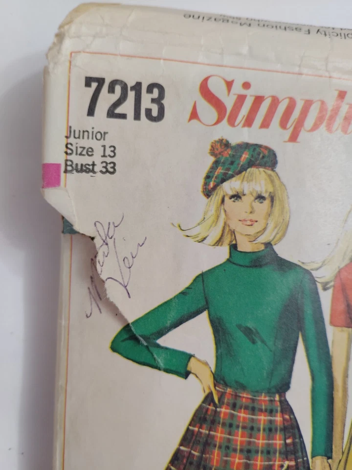 Юбка килт берет крышка блузка 13 Jr простота 7213 шитья узор вырез винтажный - Изображение 2 из 4
