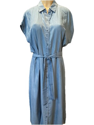 Chaps Women's Button Front Belted Denim Dress XL