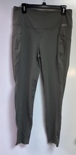 Ladies Eddie Bauer Trail Tight Legging Secure Zip Vertical Pocket Green Size L