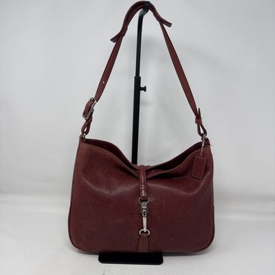 Coach Hamptons  Clip Burgundy Leather Shoulder Bag