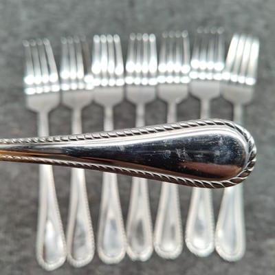 8X SF INTERNATIONAL SILVER ADVENTURE Salad Forks Stainless Rope Glossy Flatware