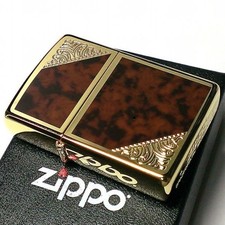 Accendino Zippo oro marrone arabesco modello marmo bifacciale usato
