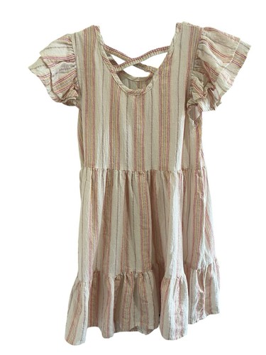 Mabel + Honey Merry Go Round Vertical Stripe Linen Cotton Dress Sz 7 - Picture 4 of 14