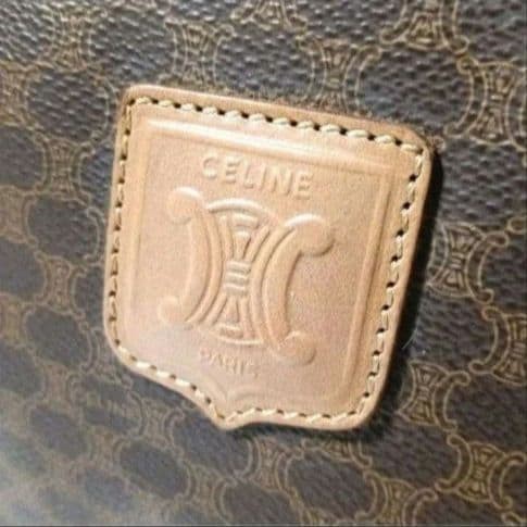 CELINE Macadam Pattern Mini Boston Bag Brown PVC Leather Authentic Vintage — image 3