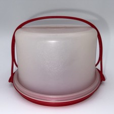 Tupperware Toys Mini Cake/Cupcake/Cheese Ball Carrier Taker Container Red