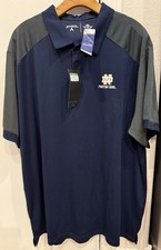 New Antigua Golf Shirt Notre Dame Fighting Irish Polo Blue Gold Men  s 2XL