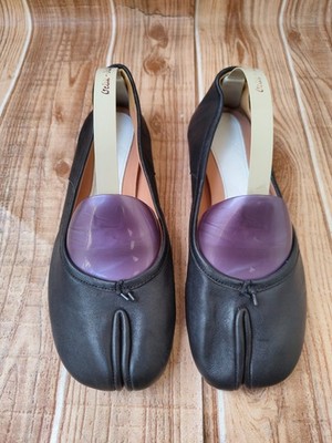 Maison Martin Margiela TABI  Black  Leather Ballerina Flats EU 39  US 8.5