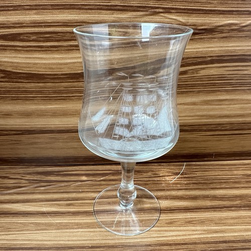 2 Kristall Barware Tulpenform Klar Gläser Geätzt Schiff Maritim Ozean Lot - Bild 3 von 15