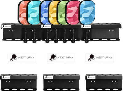 Pickleball Paddle Holder Rack for 4/12 Paddles - Wall Storage with Labels