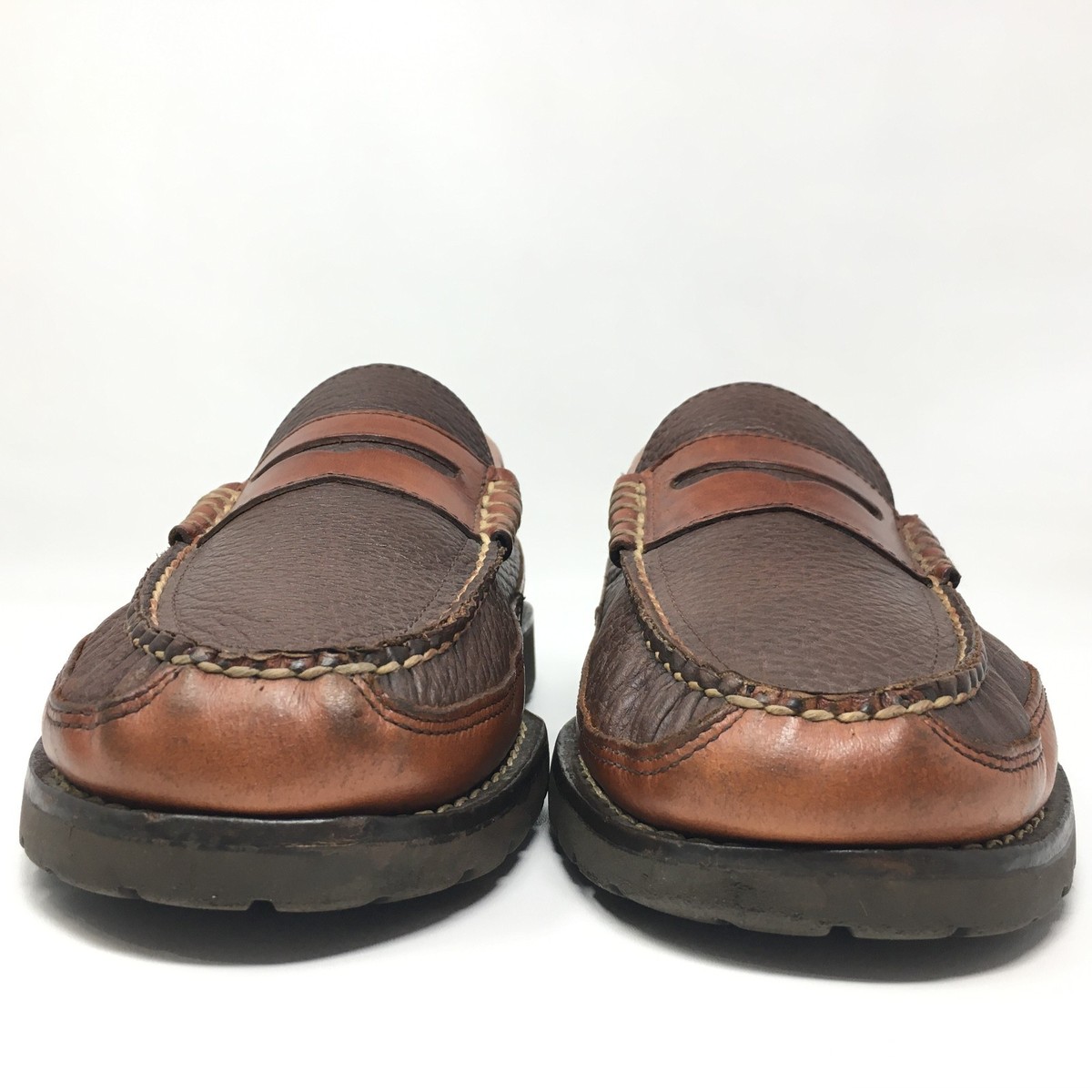 Vintage LL Bean Allagash Penny Loafer Two Tone Leather Mens 10.5 EE Extra Wide LL Bean Allagash Bison Handsewn Penny Loafers Men main image 3