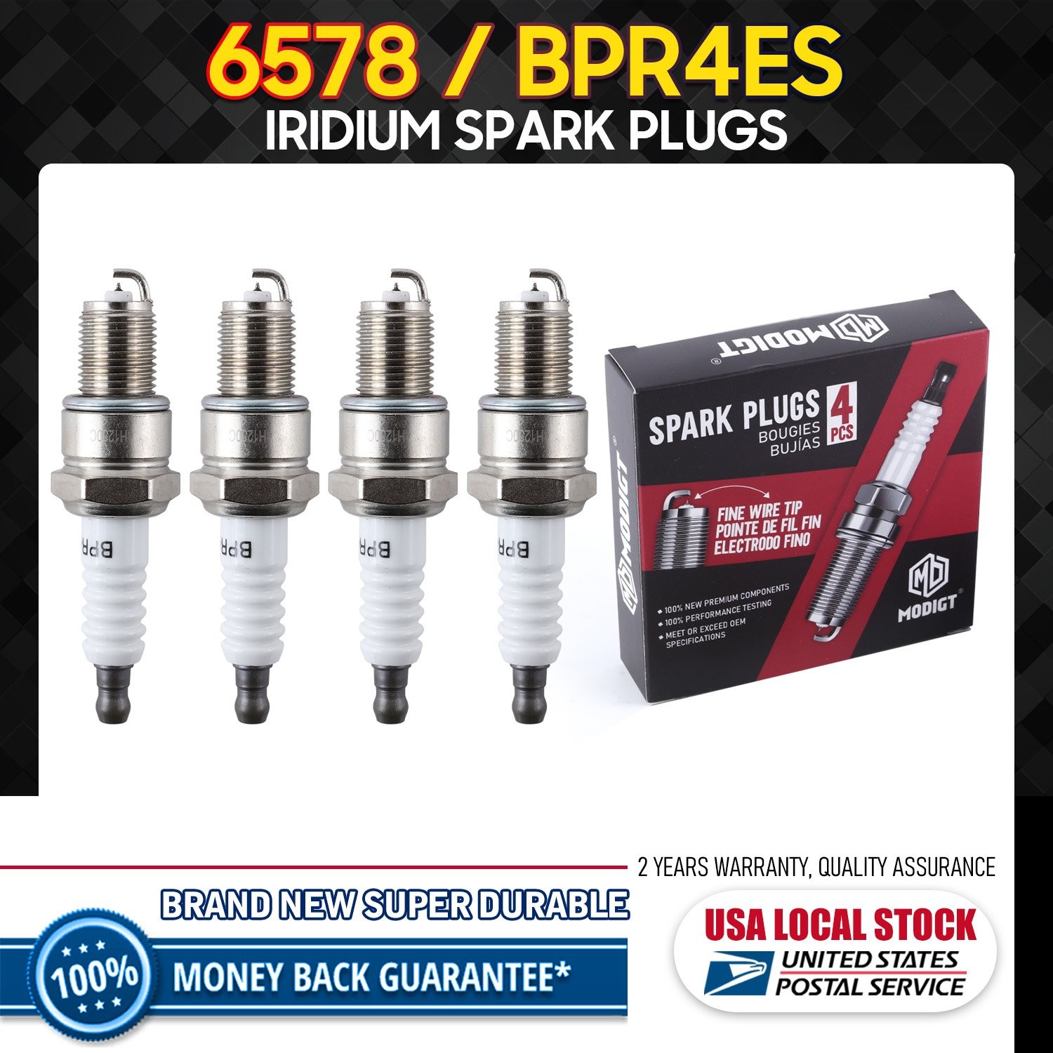 4Pcs For NGK 6578/BPR4ES Enhanced Laser Iridium Spark Plugs For Dodge Replace