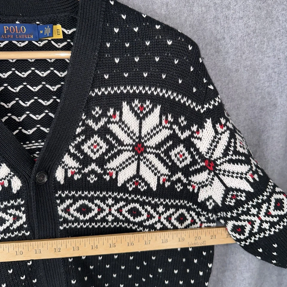 Polo Ralph Lauren Mezcla de Cachemira Cárdigan Suéter Nórdico Isla Justa Mediano Nuevo Foto 3 de 4